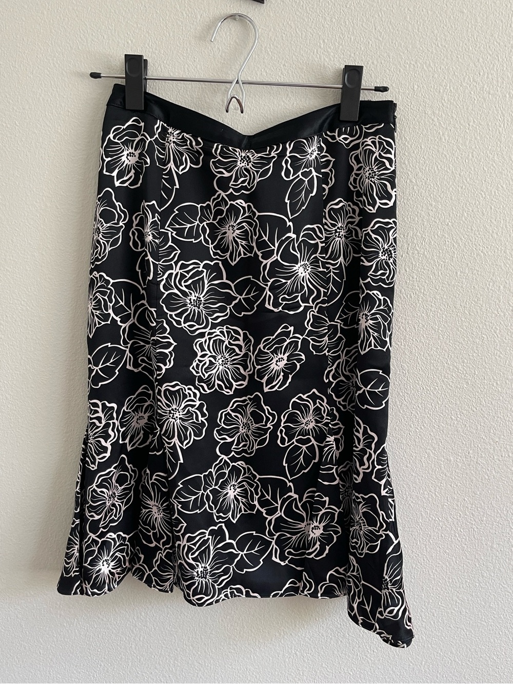 INC International Concepts Black and White Floral Midi Skirt